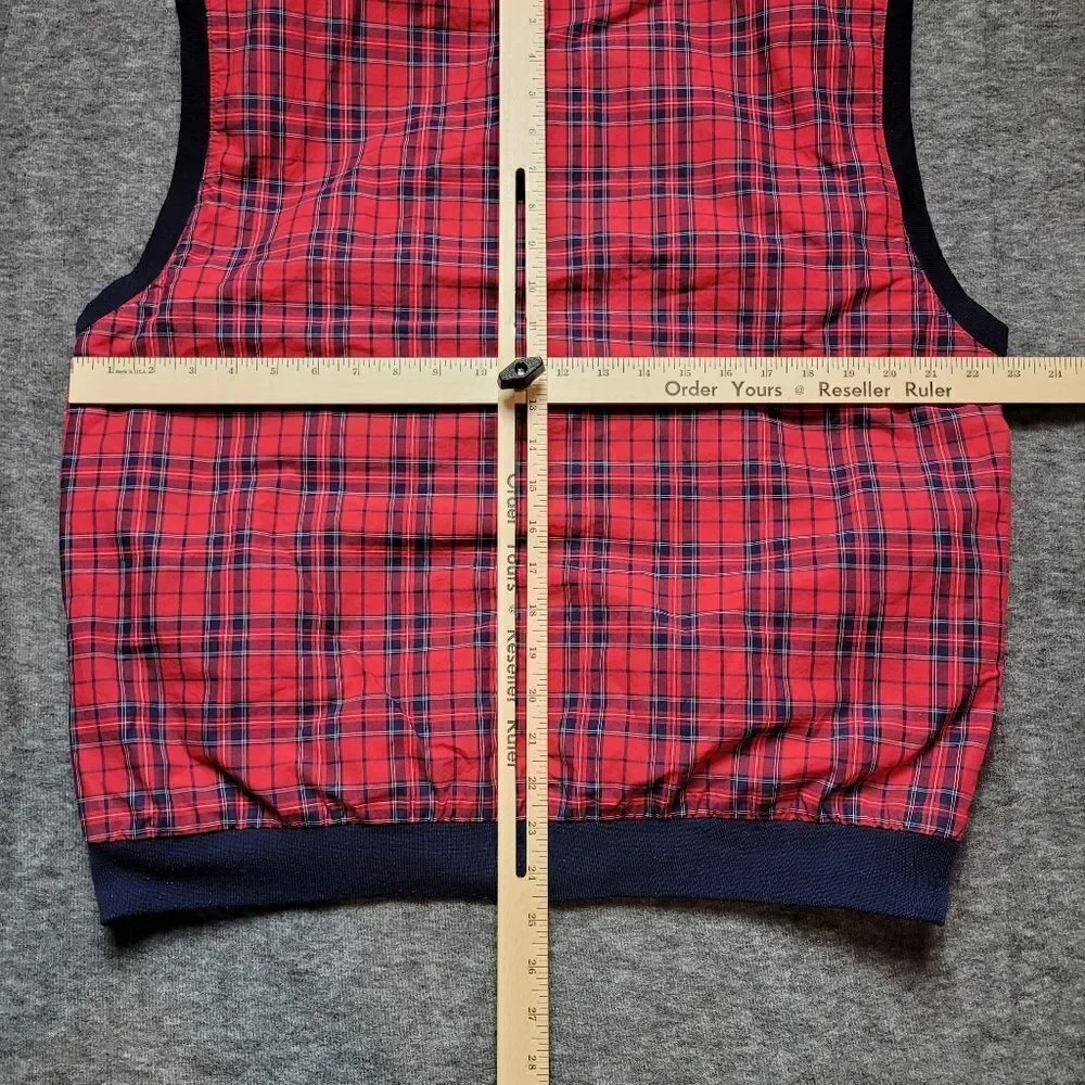 Polo Ralph Lauren Golf Vest Mens Size L Reversible Blue Red Plaid